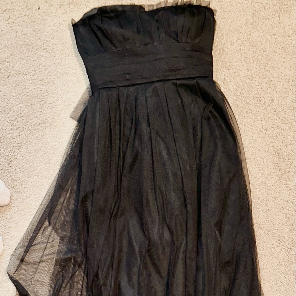 Vera Wang Dress Strapless Empire Black Tulle Floor Length